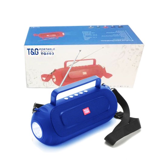 T&G PORTABLE BLUETOOTH SPEAKER TG-803 USB/FM/HANDSFREE/AUX/FLASHLIGHT BLUE T&G PORTABLE BLUETOOTH SPEAKER TG-803 USB/FM/HANDSFREE/AUX/FLASHLIGHT BLUE